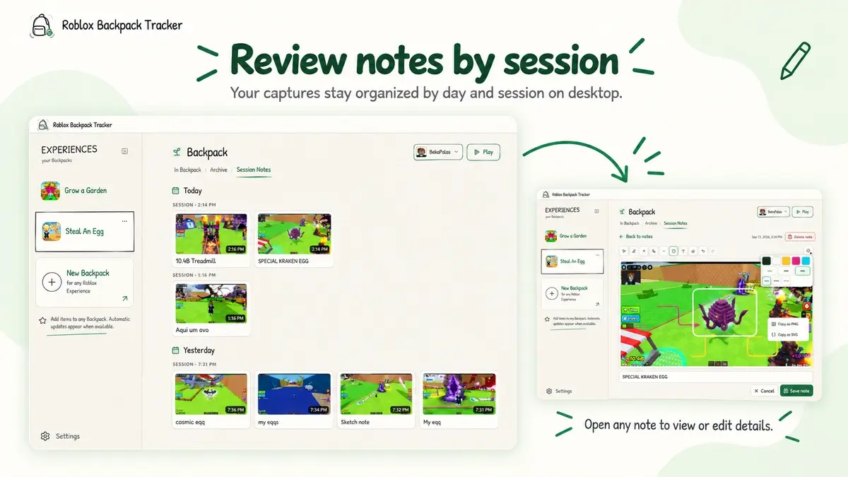 Roblox Backpack Tracker screenshot image