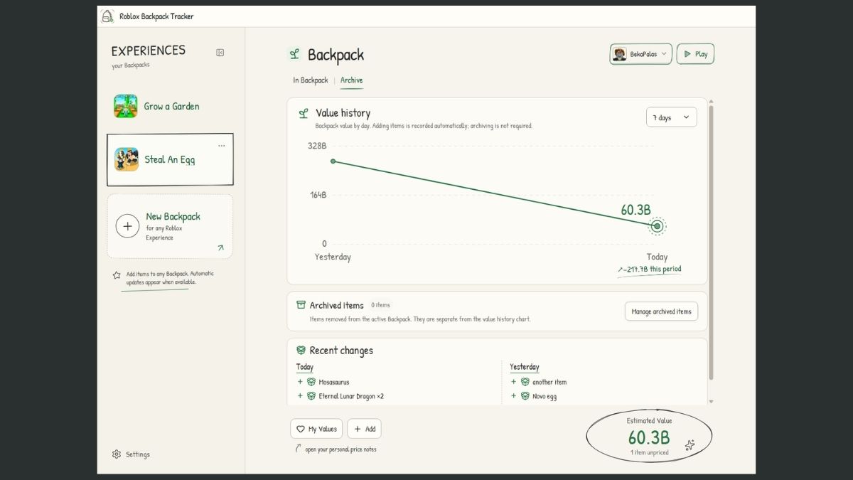 Roblox Backpack Tracker screenshot 4