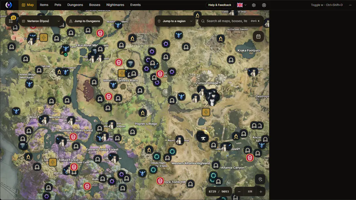Aion 2 Interactive Map screenshot image